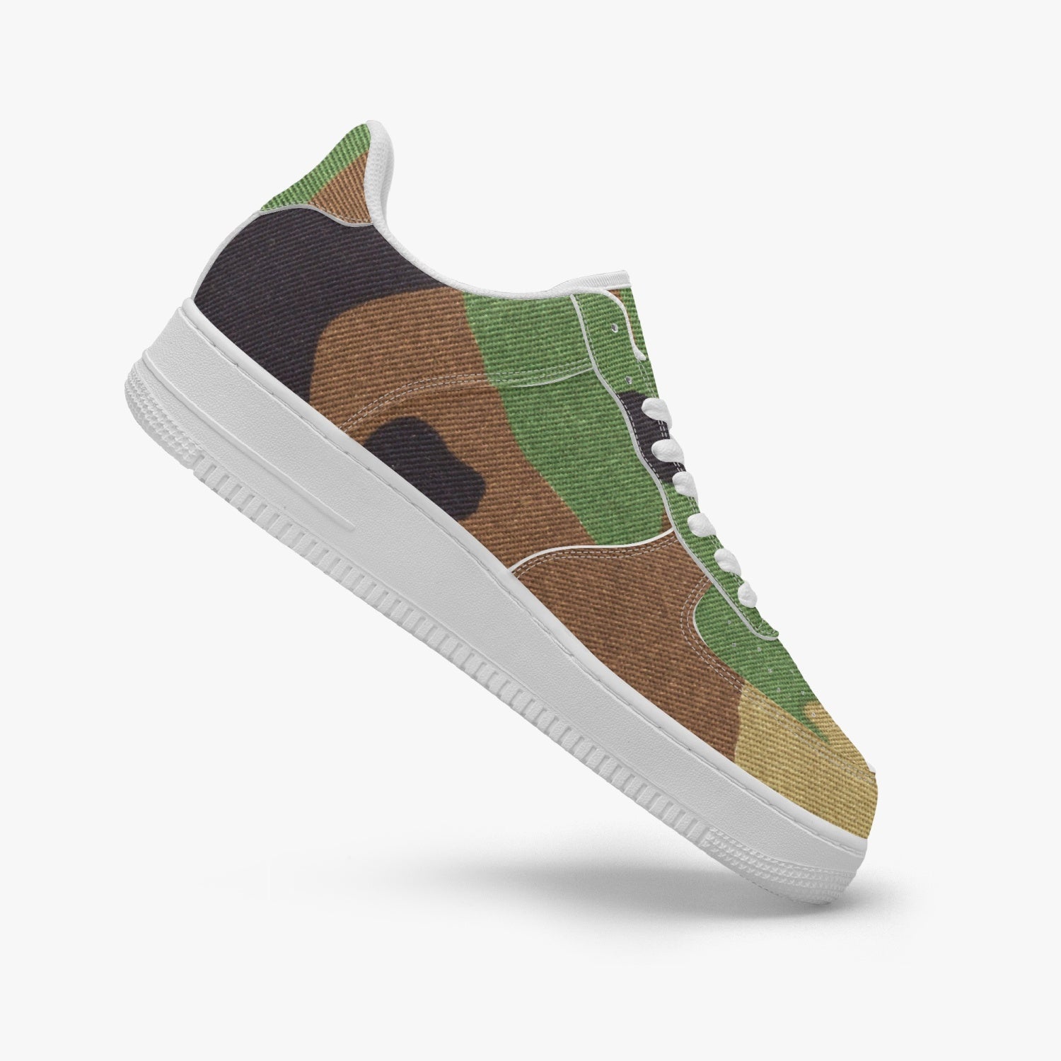 Gface AF1 UNISEX Green Pattern Camo-Incognito Leather Sports Sneakers