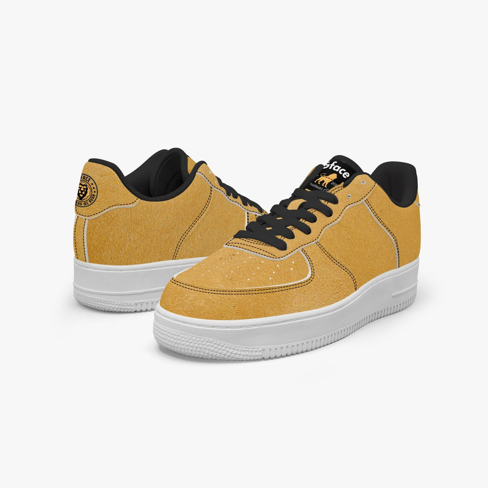 Gface AF1 Unisex Gold Low-Top Leather Sports Sneakers