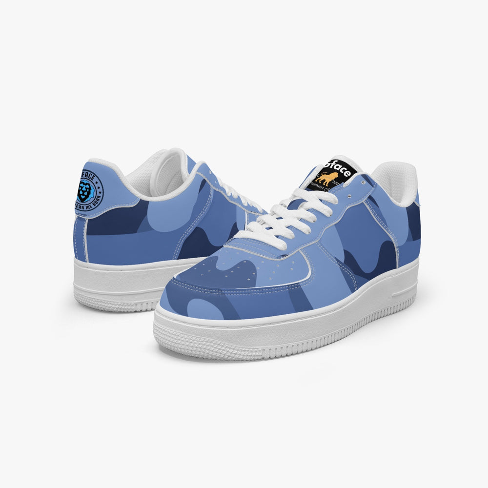 GFACE AF1 Unisex Blue Camo-Incognito  Leather Sports Sneakers