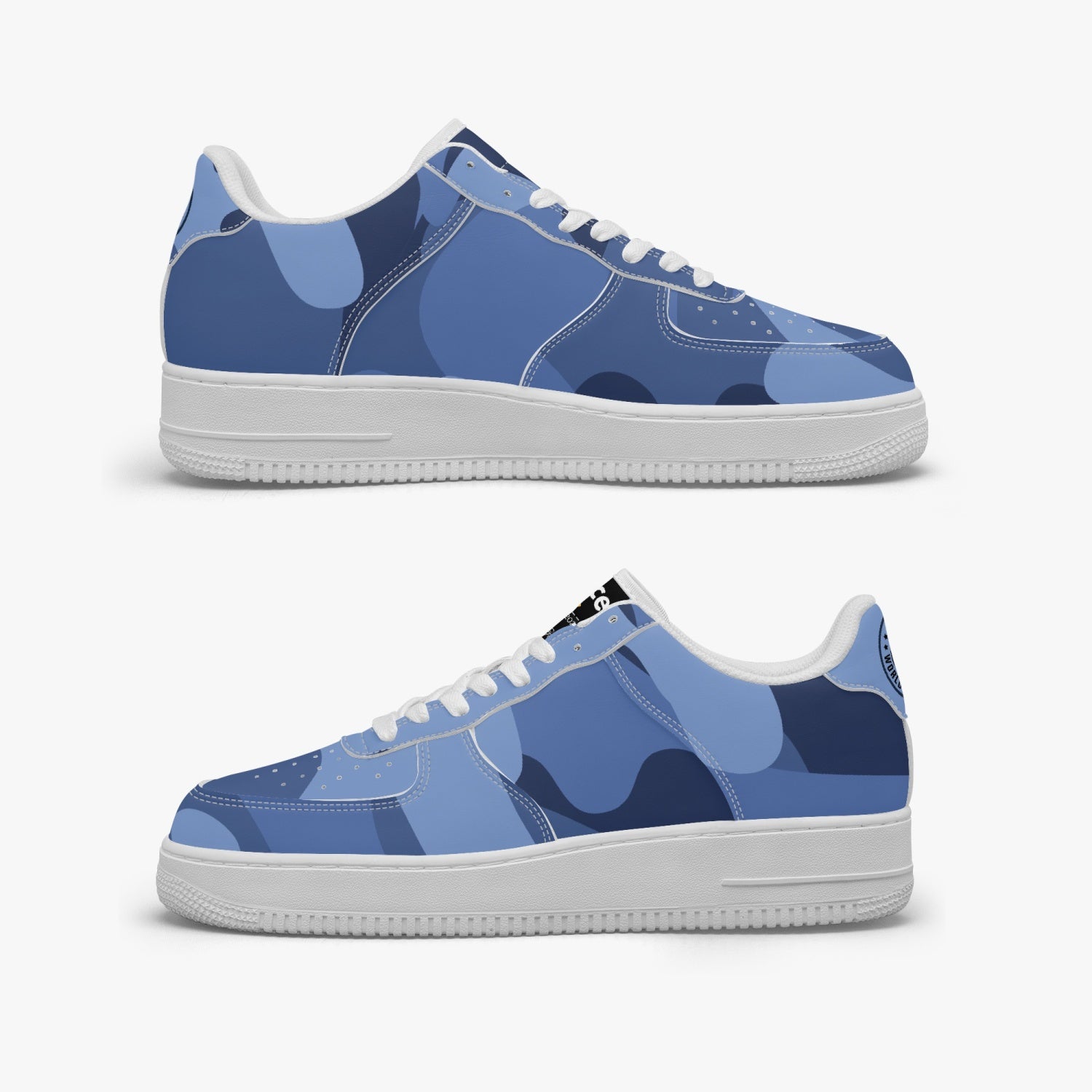 GFACE AF1 Unisex Blue Camo-Incognito  Leather Sports Sneakers