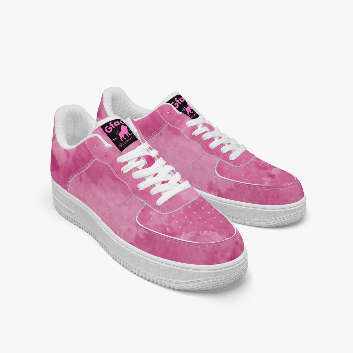 Gface AF1 Unisex Stone Wash Pink  Low-Top Leather Sports Sneakers