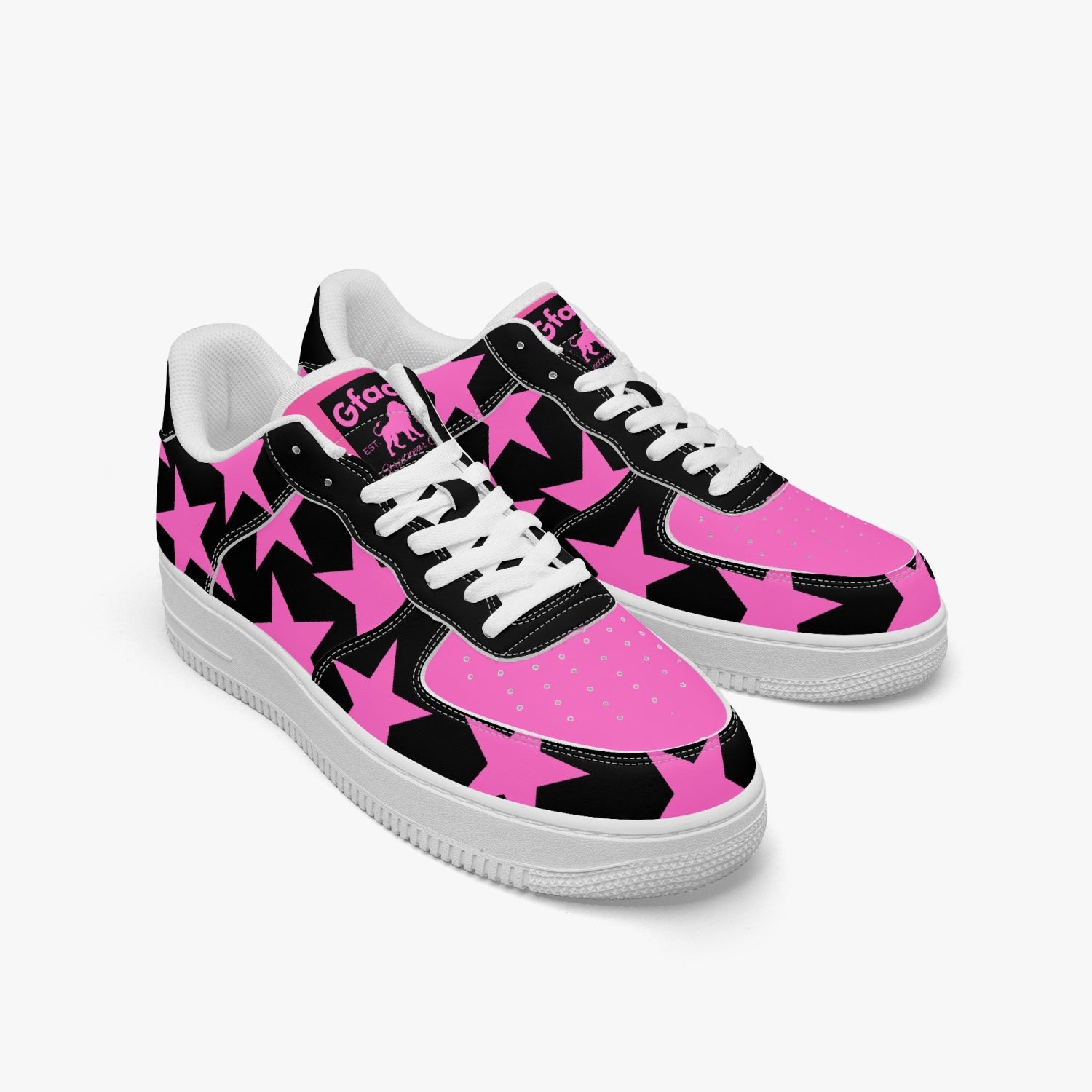 GFACE AF1 Unisex Pink All Star Pink Low-Top Leather Sports Sneakers