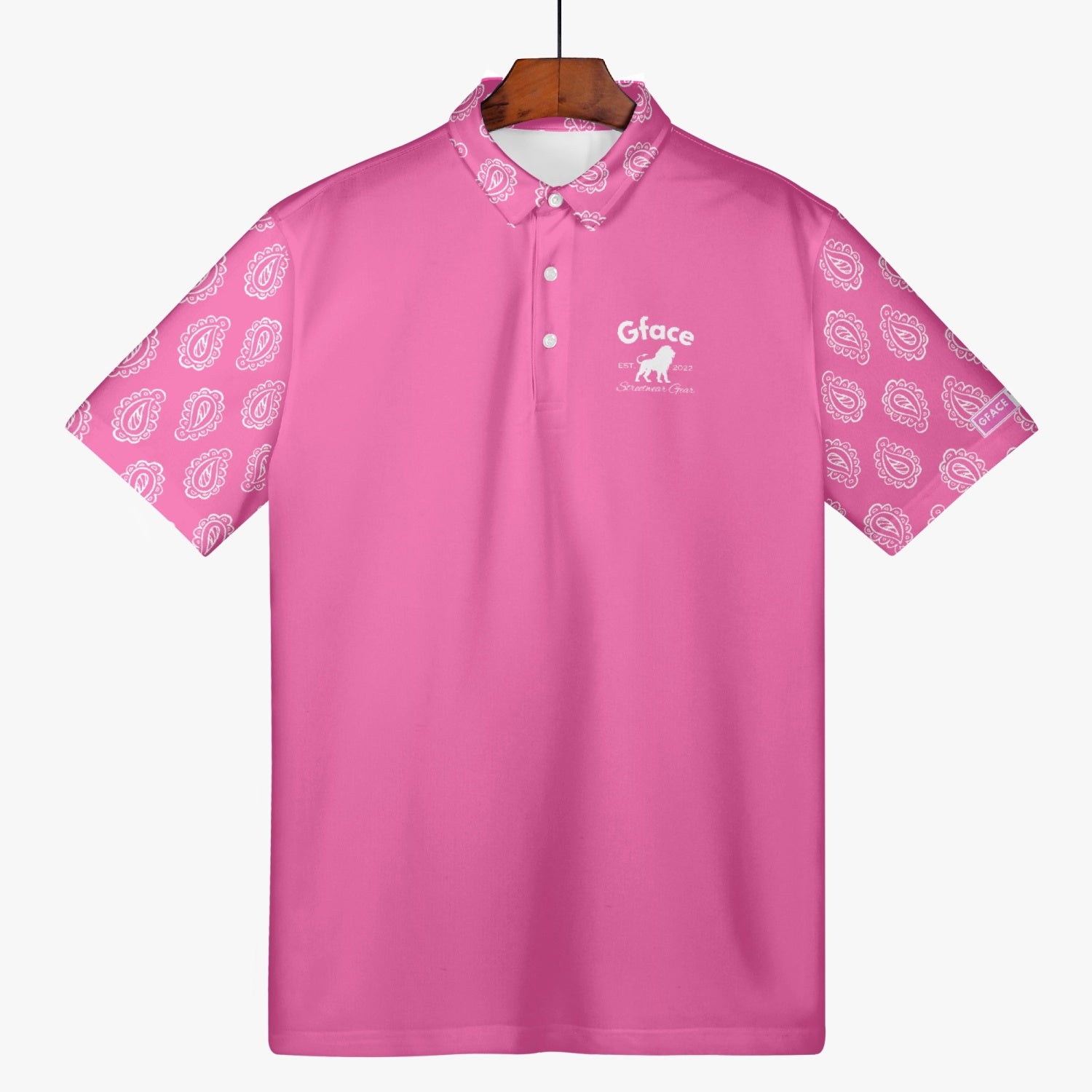 Gface Men's Pink Bandana Polo Shirt