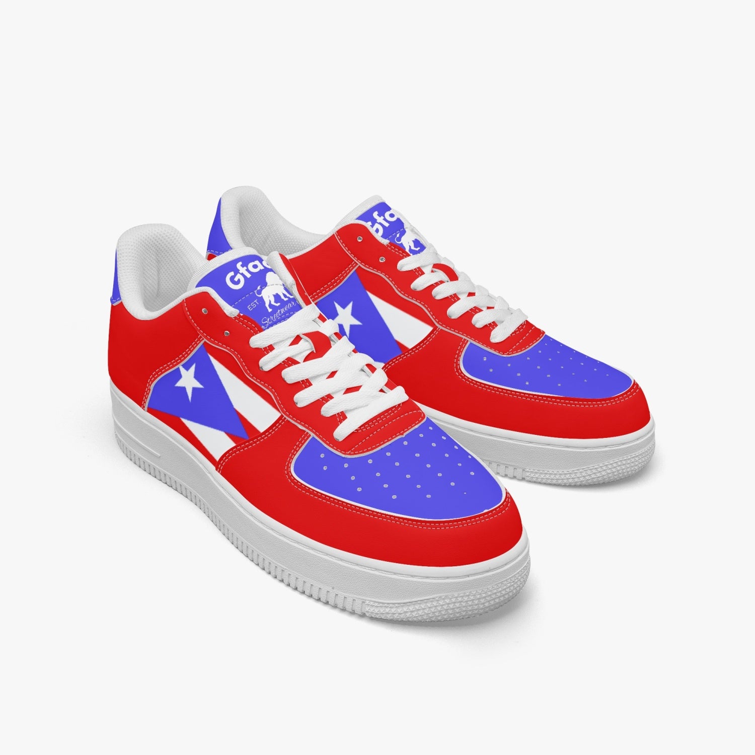 Gface PRIDE PUERTO RICO Unisex Red AF1 Leather Sports Sneakers