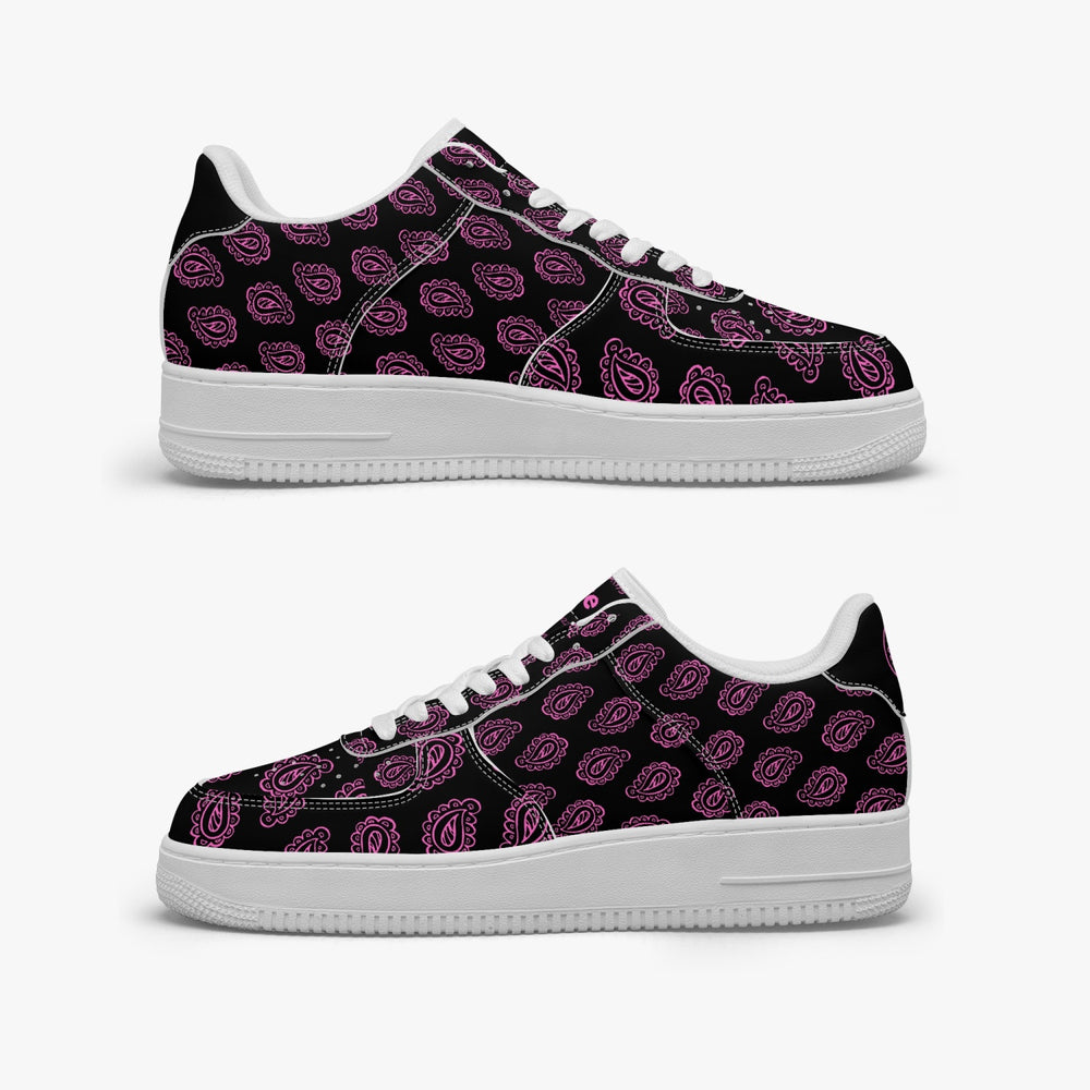 GFACE  AF1 Pink Print Bandana Low-Top Leather Sports Sneakers