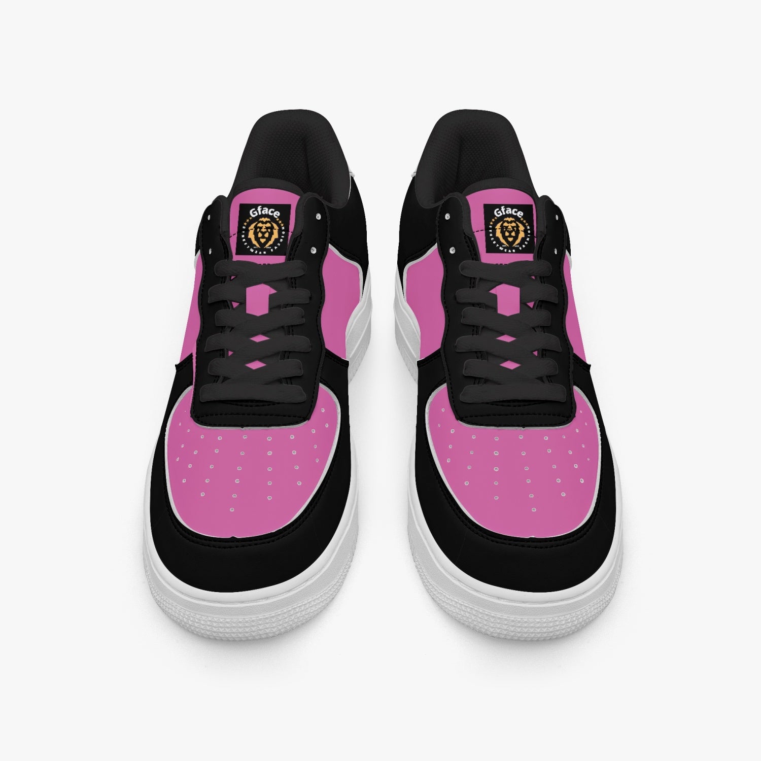 GFACE AF1 Unisex Black/Pink Low-Top Leather Sports Sneakers