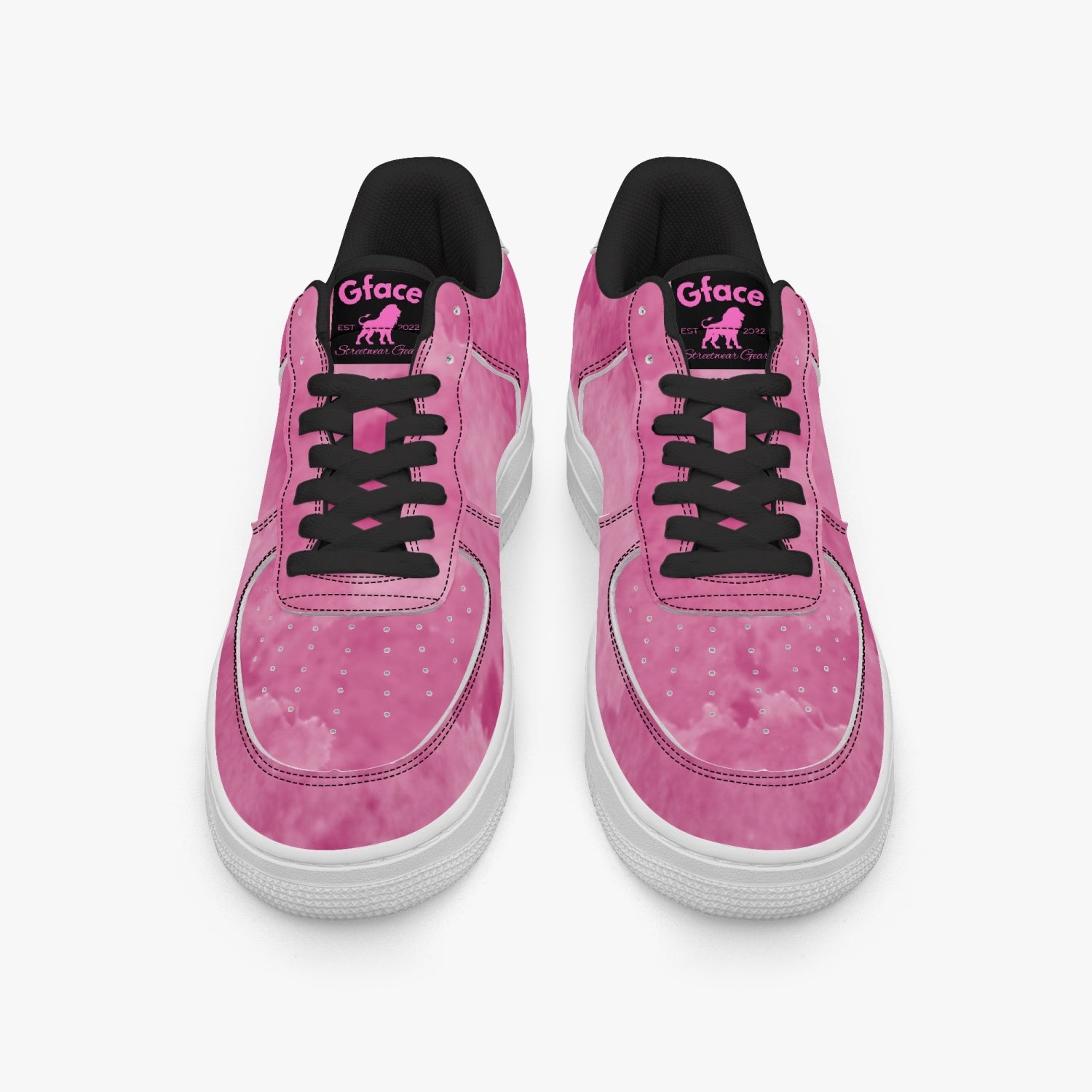 Gface AF1 Unisex Stone Wash Pink  Low-Top Leather Sports Sneakers