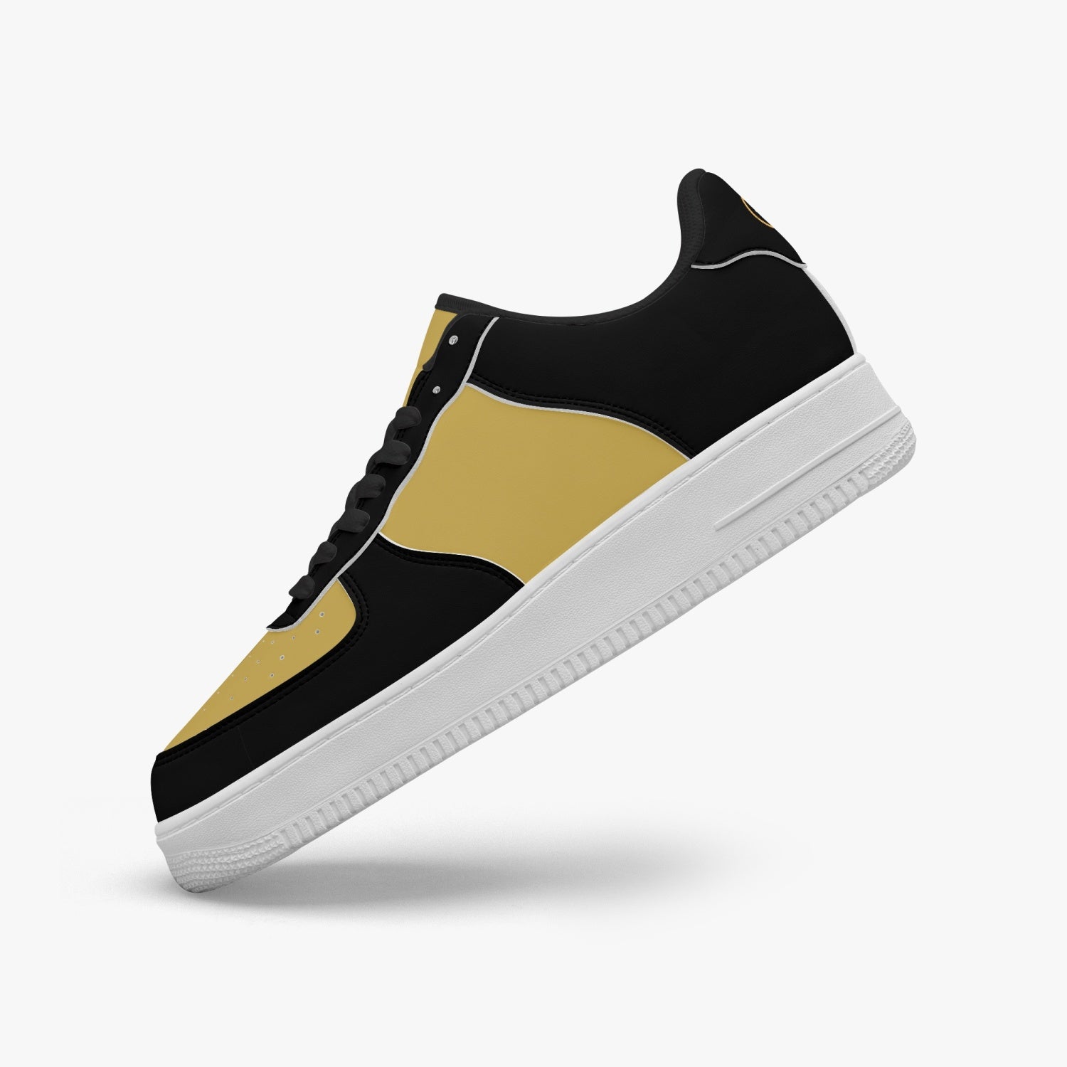 GFACE AF1 Unisex Black/Beige  Low-Top Leather Sports Sneakers