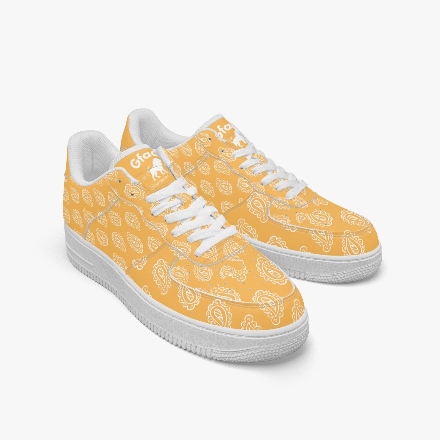 Gface AF1 Gold Bandana Low-Top Leather Sneakers