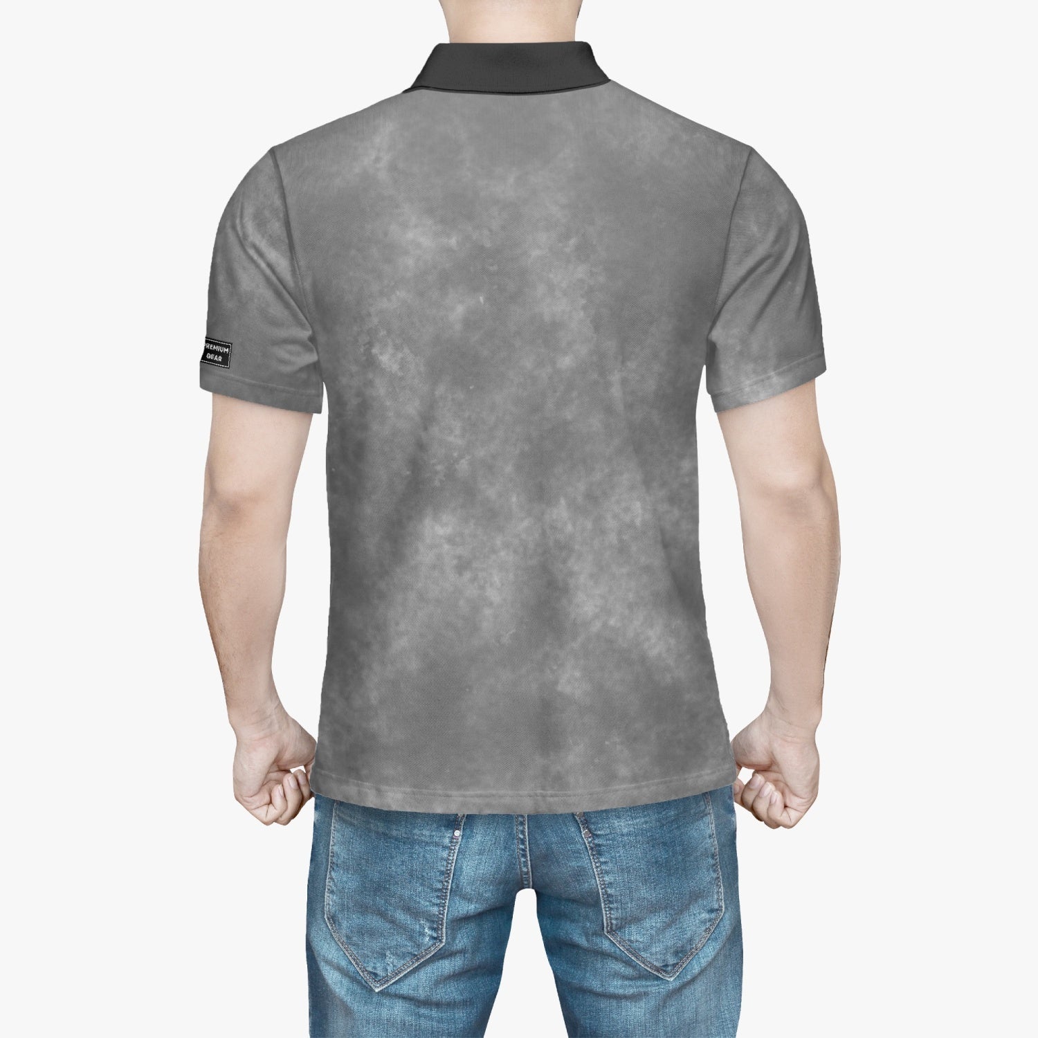 Gface Men's Grey Stone Wash Polo Shirt