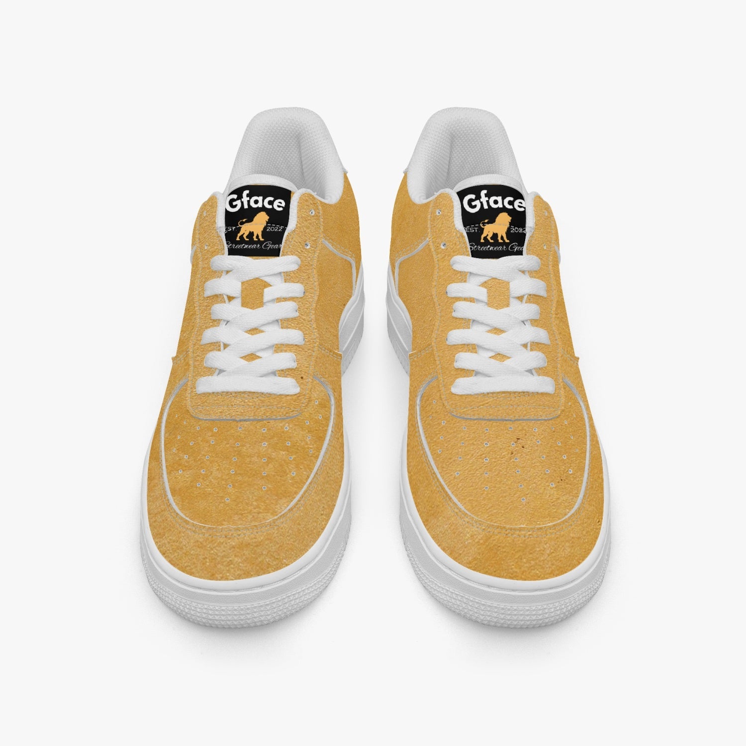 Gface AF1 Unisex Gold Low-Top Leather Sports Sneakers