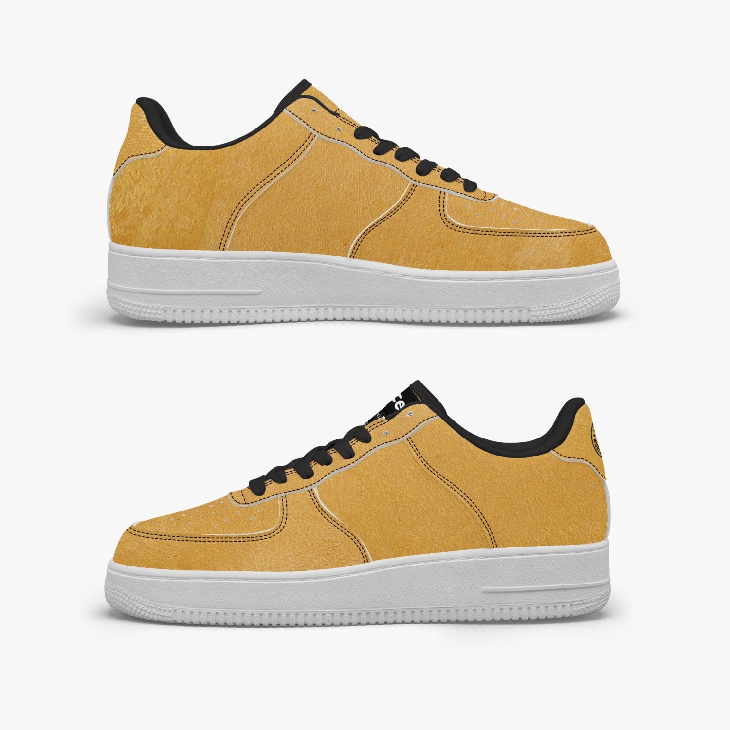 Gface AF1 Unisex Gold Low-Top Leather Sports Sneakers