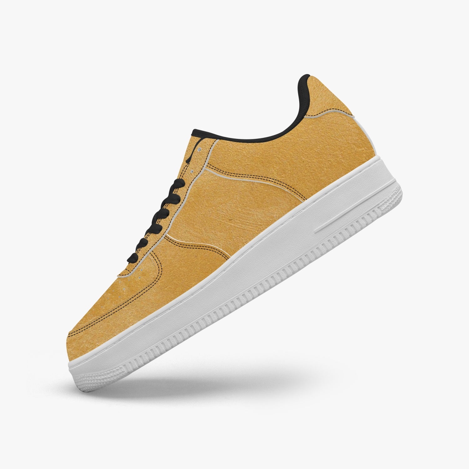 Gface AF1 Unisex Gold Low-Top Leather Sports Sneakers