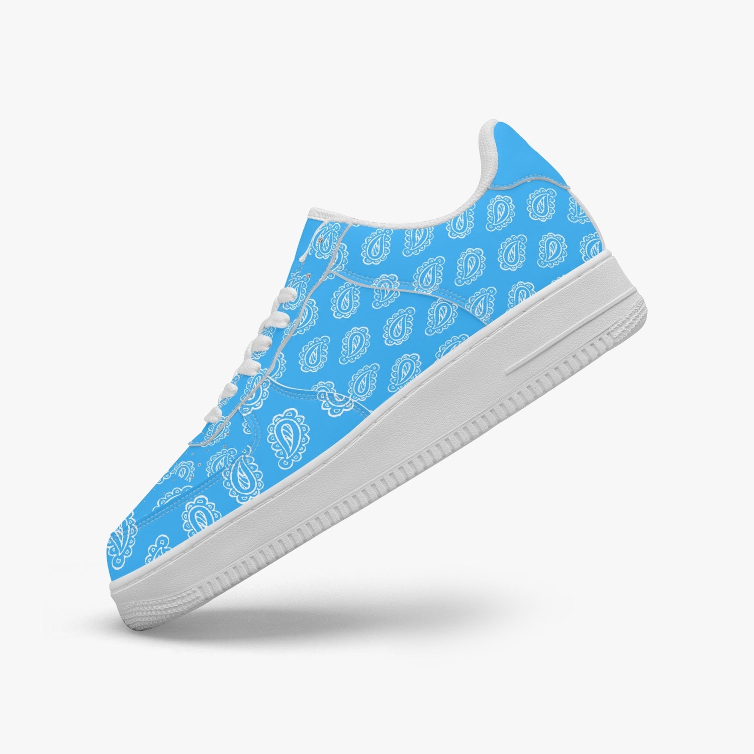 Gface AF1 Unisex Blue Bandana Low-Top Leather Sneakers