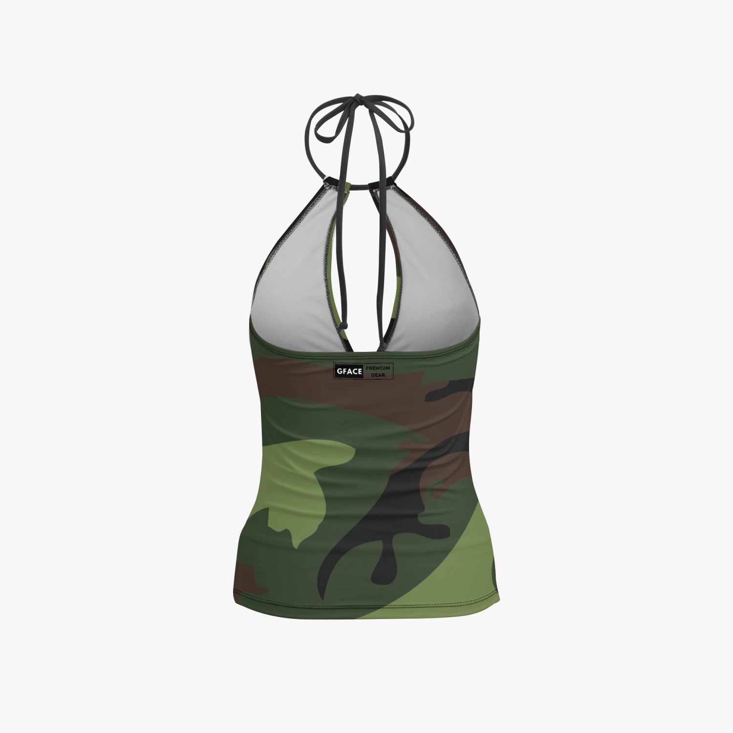 1033. GFACE Halter Top Two-Piece Green Camo-Incognito Tankini Swimsuit