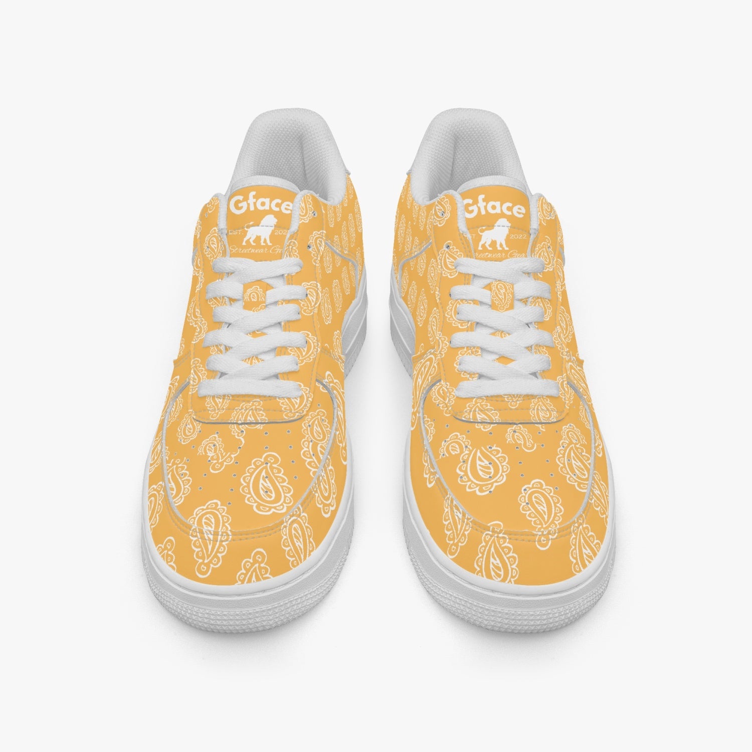 Gface AF1 Gold Bandana Low-Top Leather Sneakers