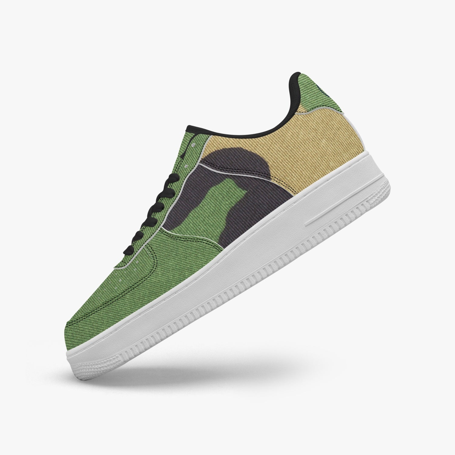 Gface AF1 UNISEX Green Pattern Camo-Incognito Leather Sports Sneakers