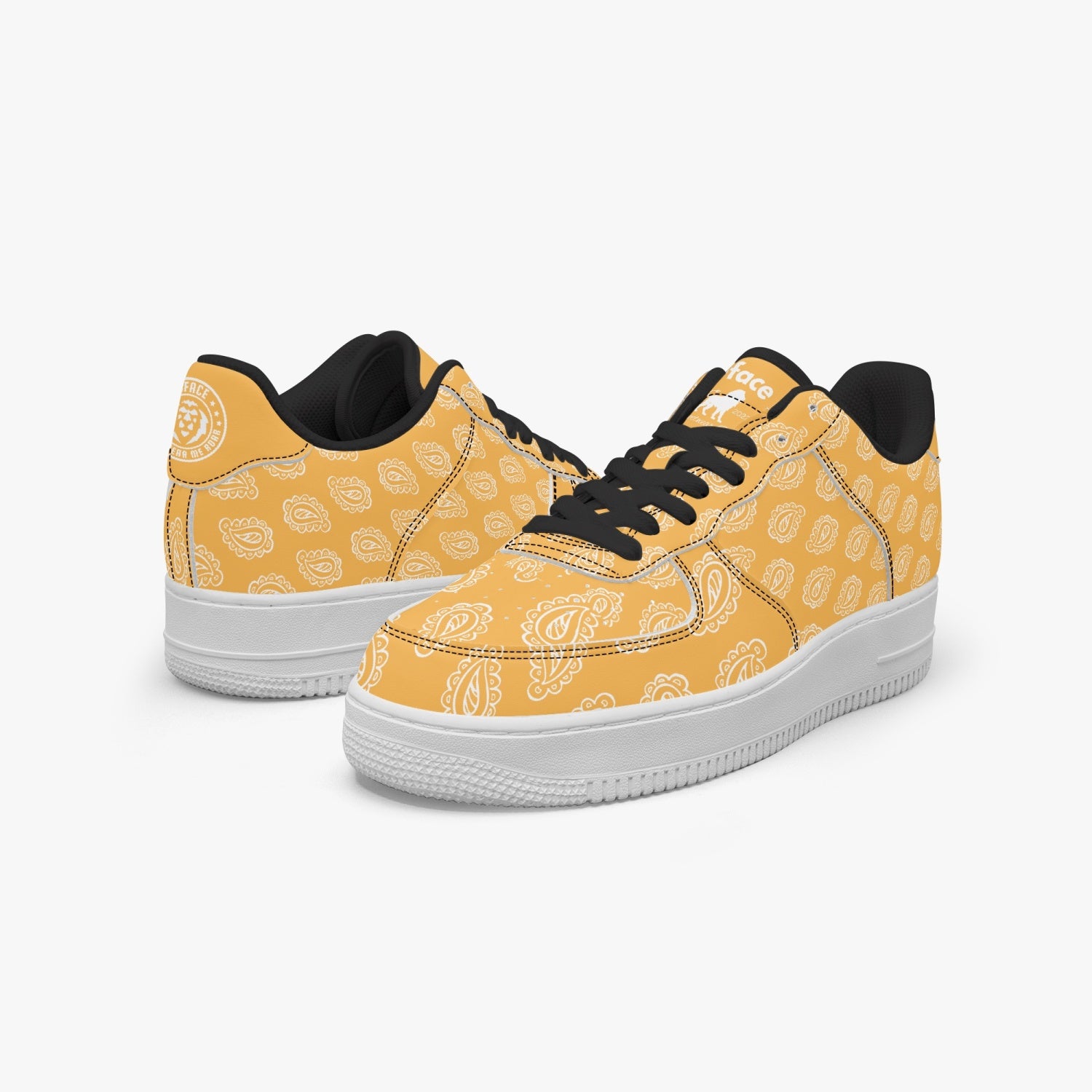 Gface AF1 Gold Bandana Low-Top Leather Sneakers