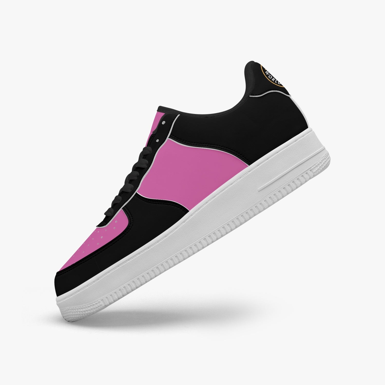 GFACE AF1 Unisex Black/Pink Low-Top Leather Sports Sneakers