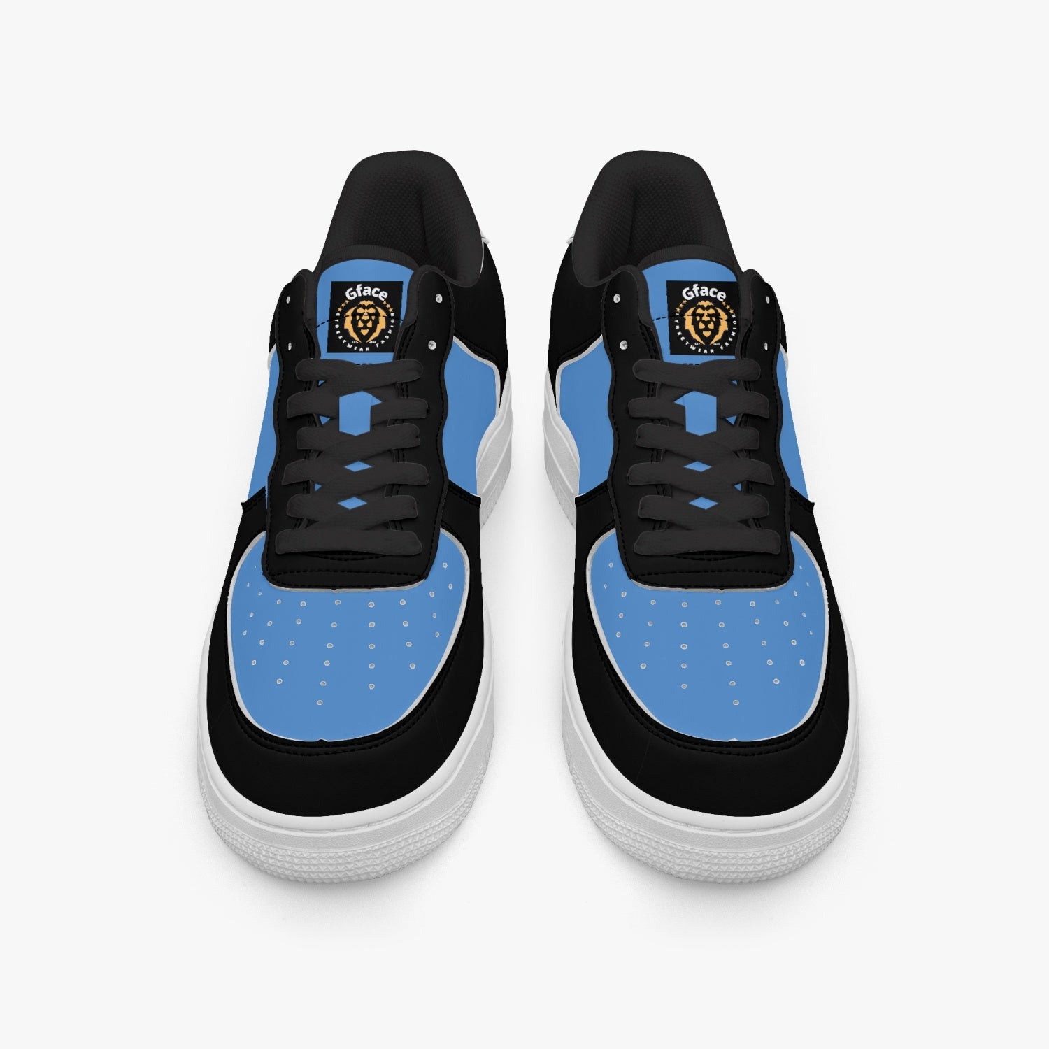 GFACE AF1 Unisex BLUE//BLACK Low-Top Leather Sports Sneakers