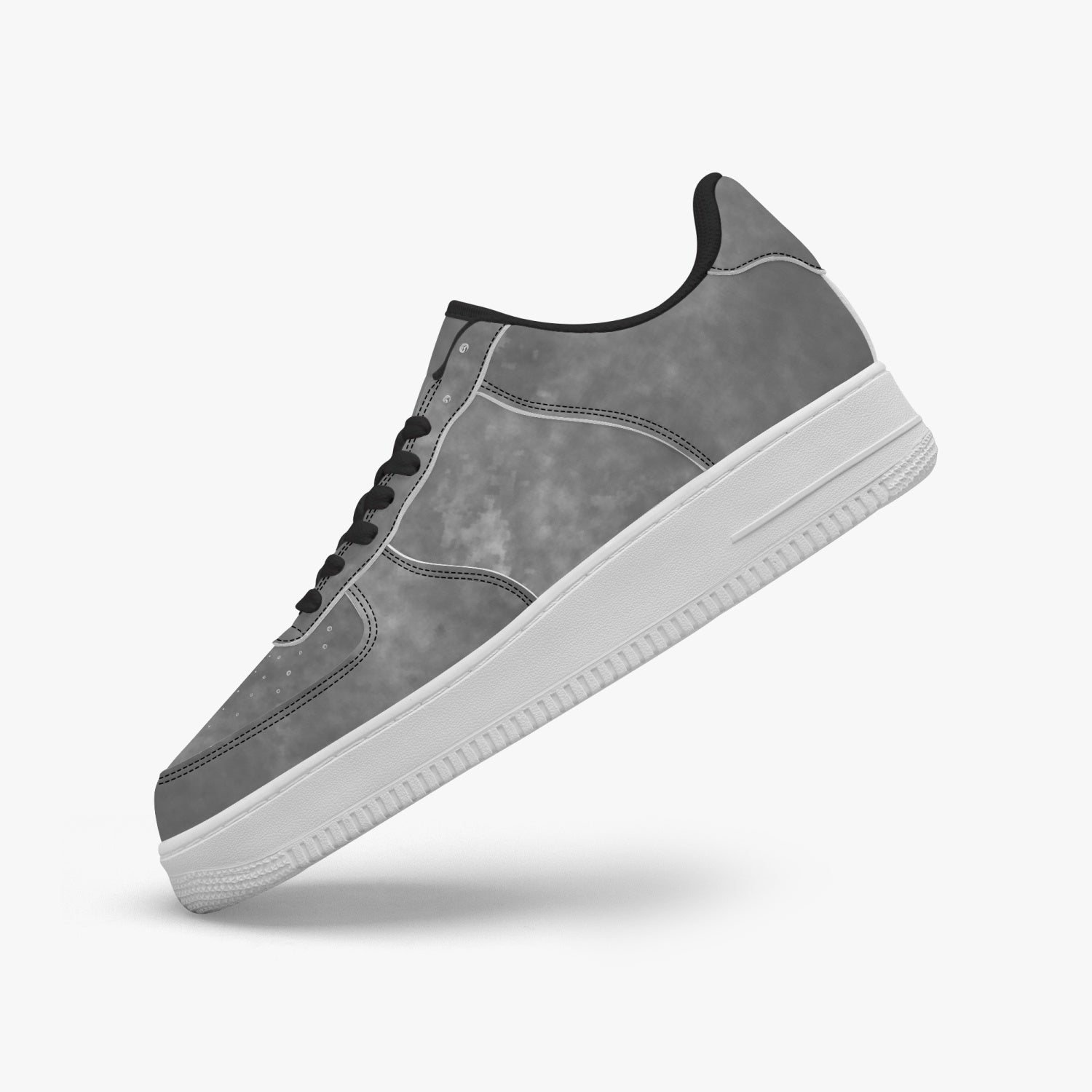 Gface AF1 Unisex Grey Stone Wash  Low-Top Leather Sports Sneakers