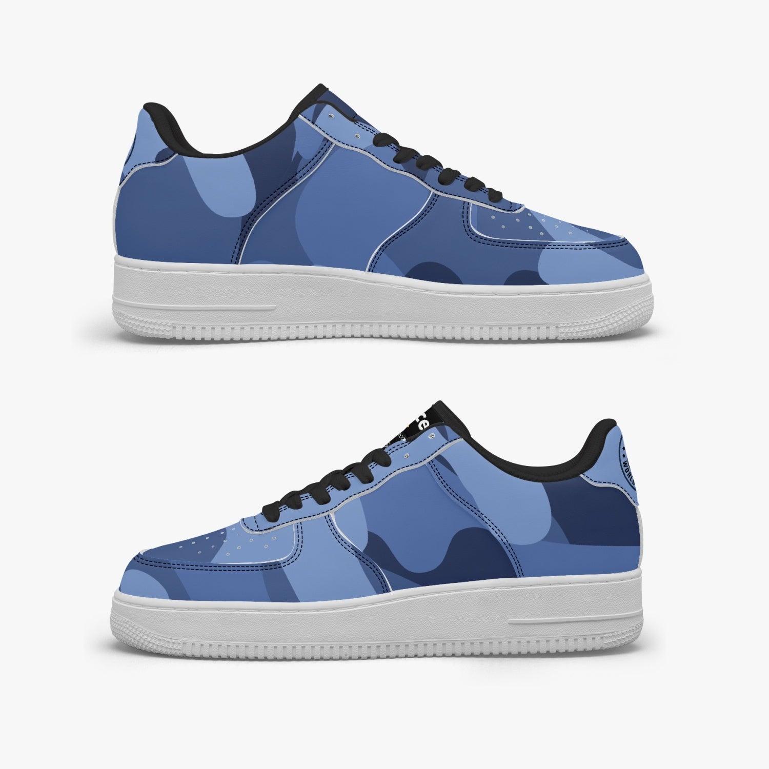 GFACE AF1 Unisex Blue Camo-Incognito  Leather Sports Sneakers