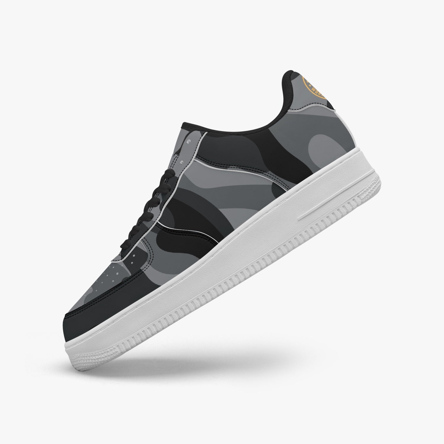 Gface AF1 Unisex Black Camo-Incognito Leather Sports Sneakers