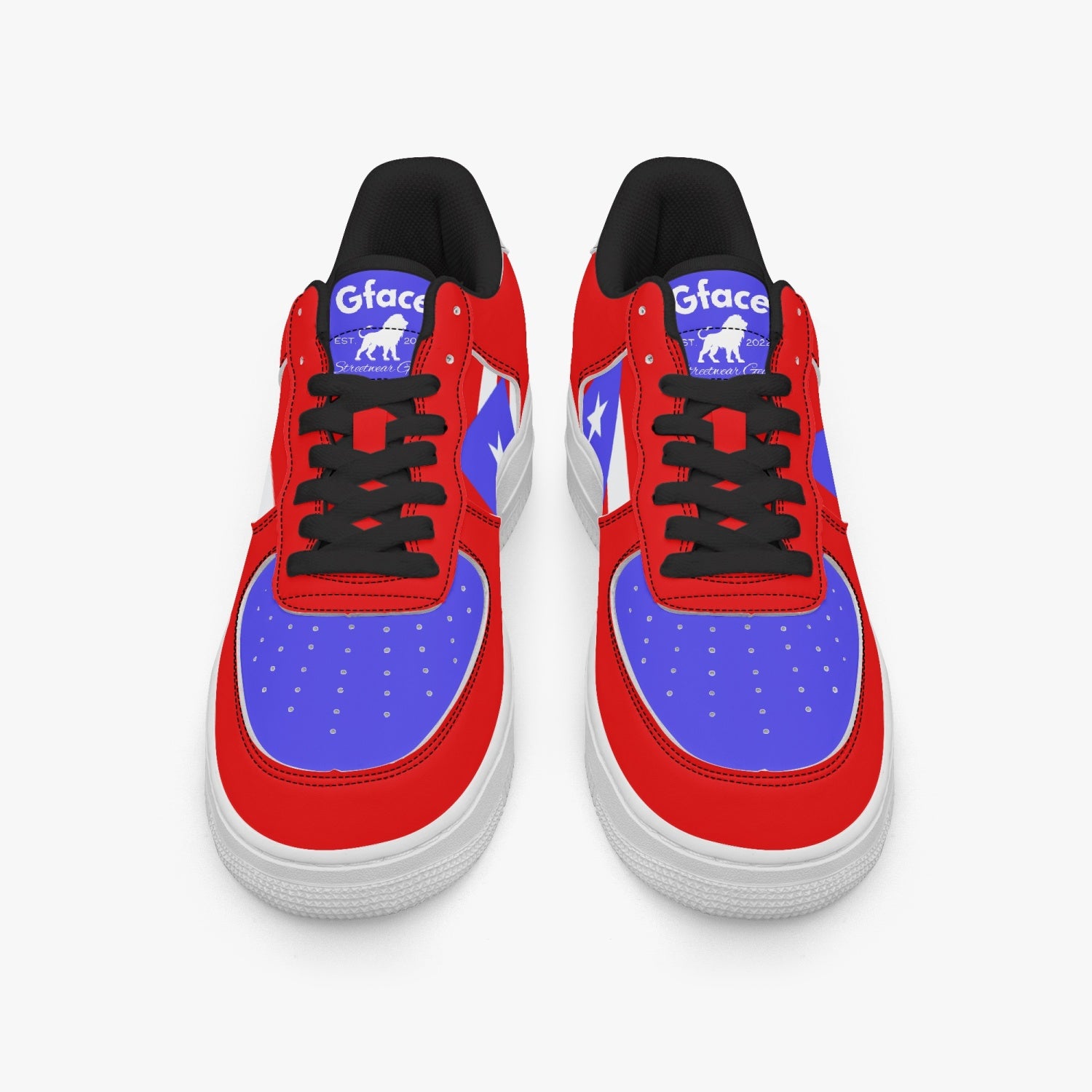 Gface PRIDE PUERTO RICO Unisex Red AF1 Leather Sports Sneakers