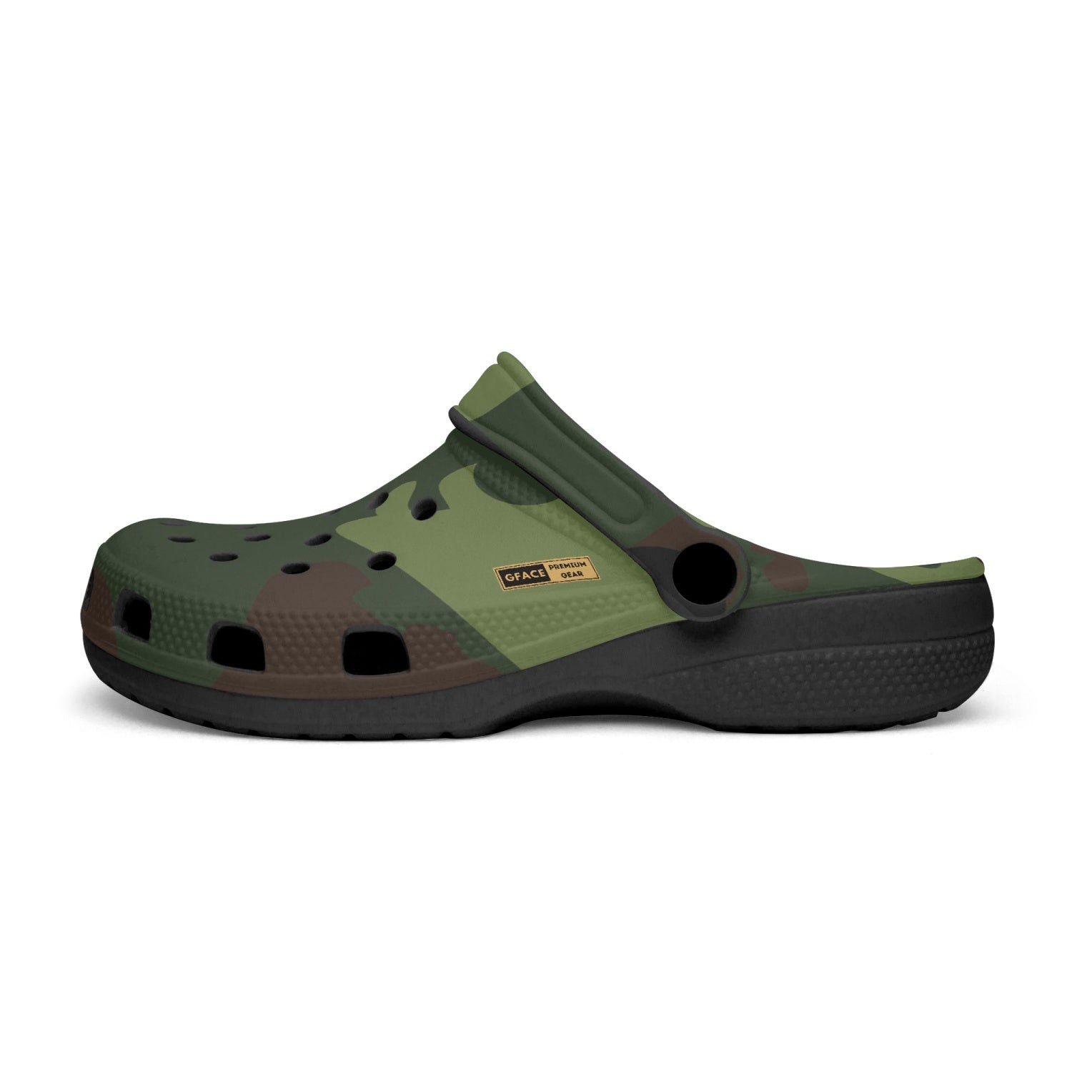 GFACE Unisex Black-base Green Camo-Incognito Clogs