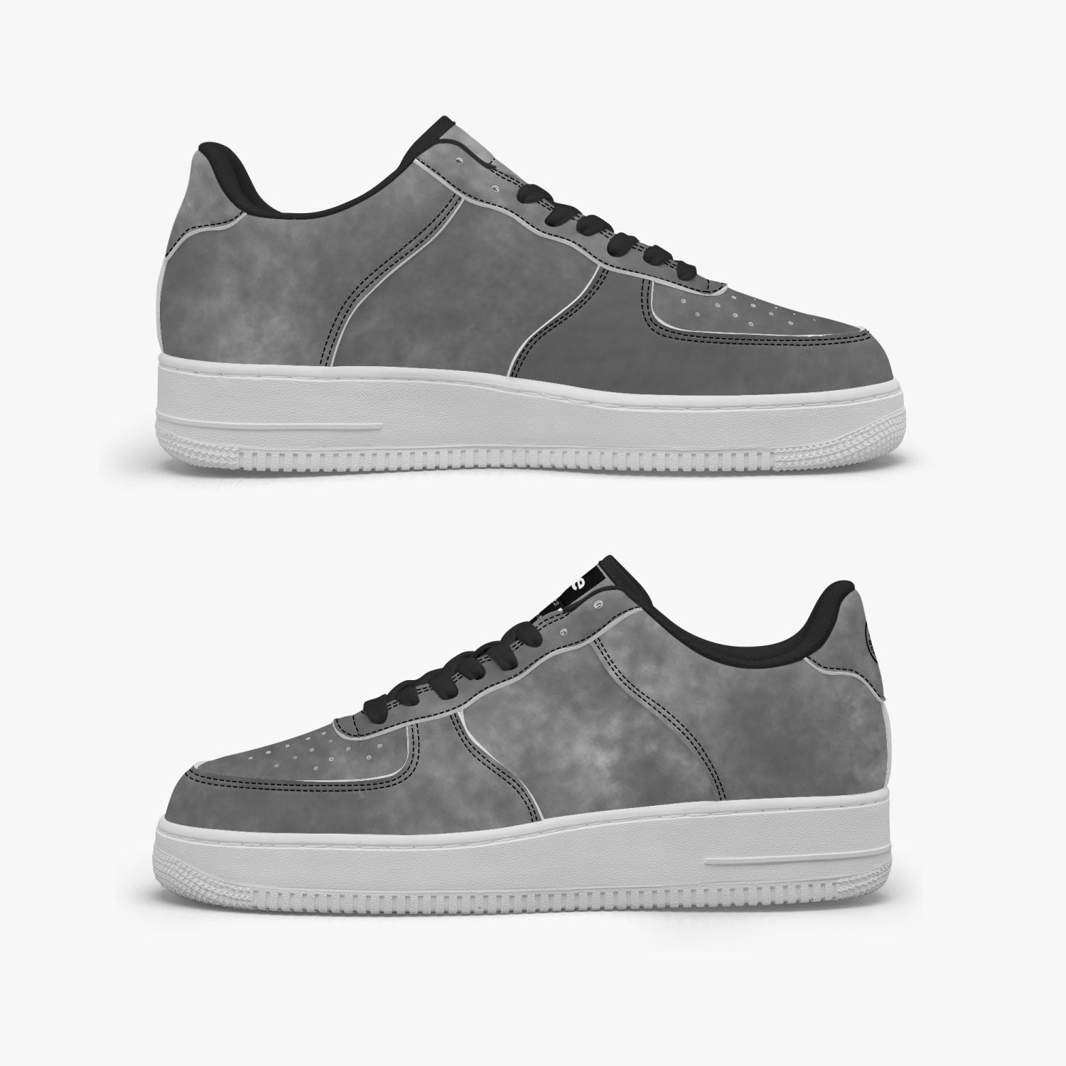 Gface AF1 Unisex Grey Stone Wash  Low-Top Leather Sports Sneakers