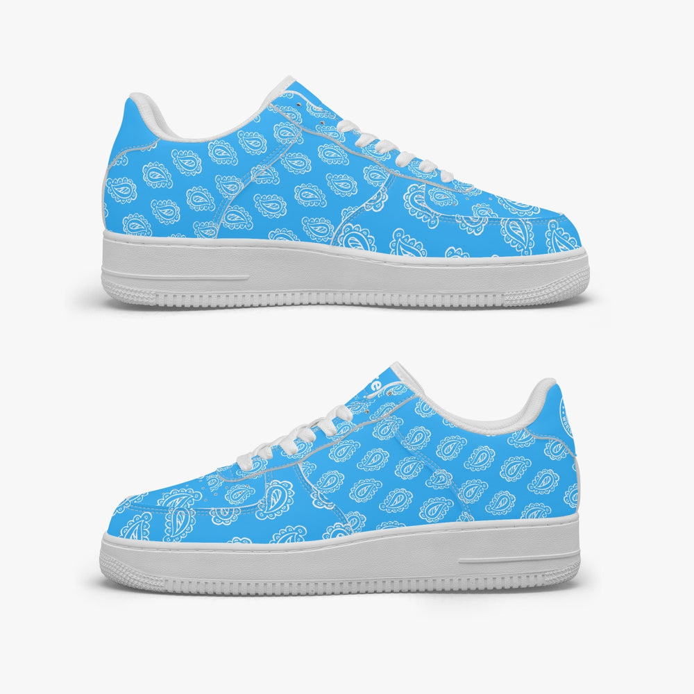 Gface AF1 Unisex Blue Bandana Low-Top Leather Sneakers