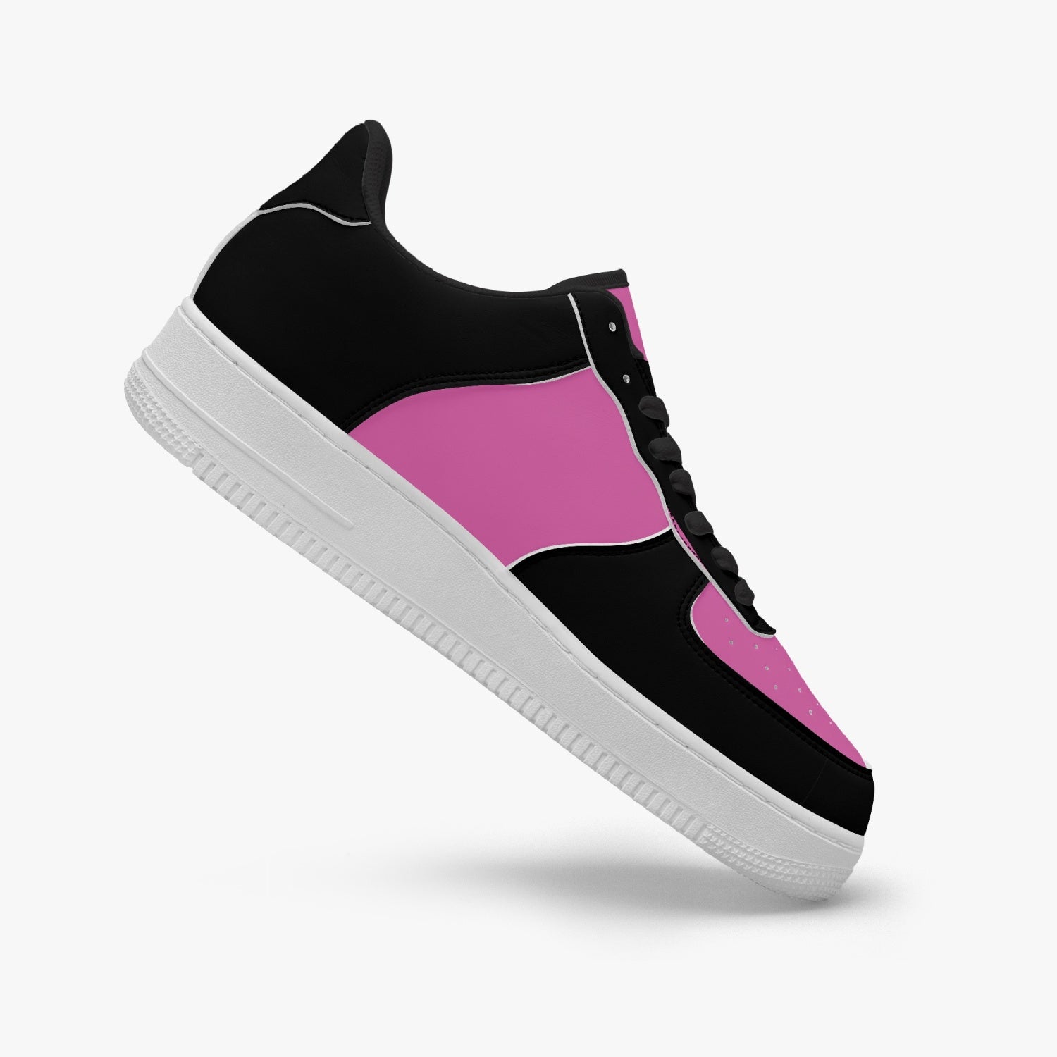 GFACE AF1 Unisex Black/Pink Low-Top Leather Sports Sneakers