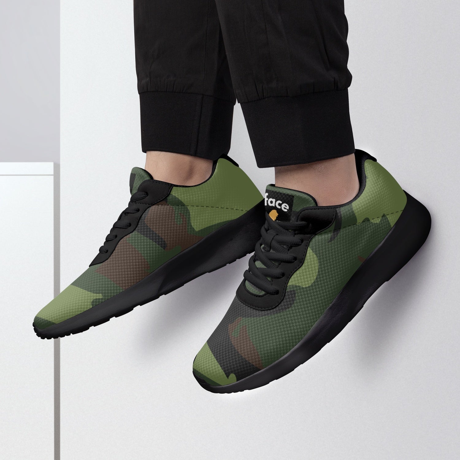 Gface Green Camo-Incognito Unisex Lifestyle Mesh Running Shoes - Black