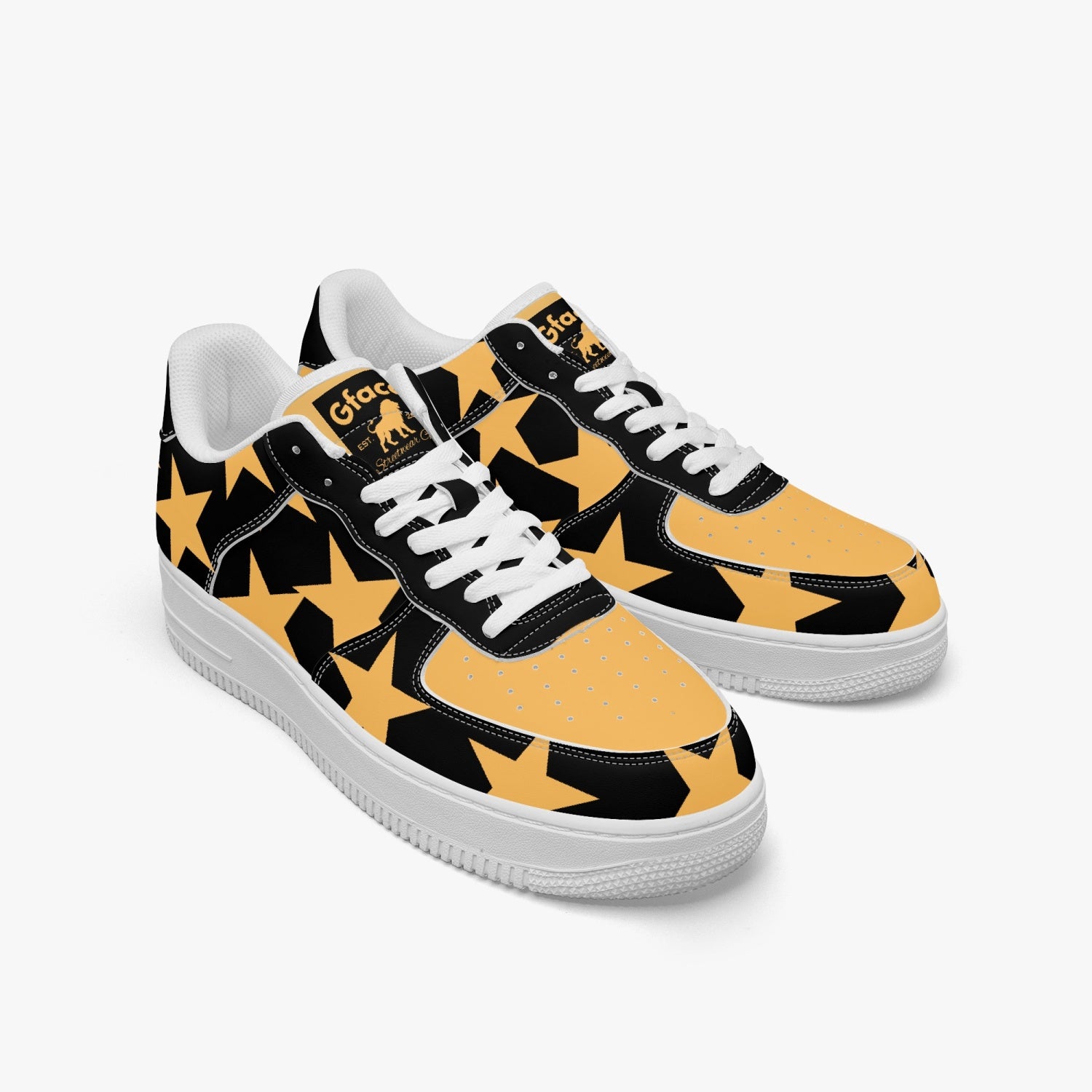 GFACE AF1 Unisex Gold All Star Low-Top Leather Sports Sneakers