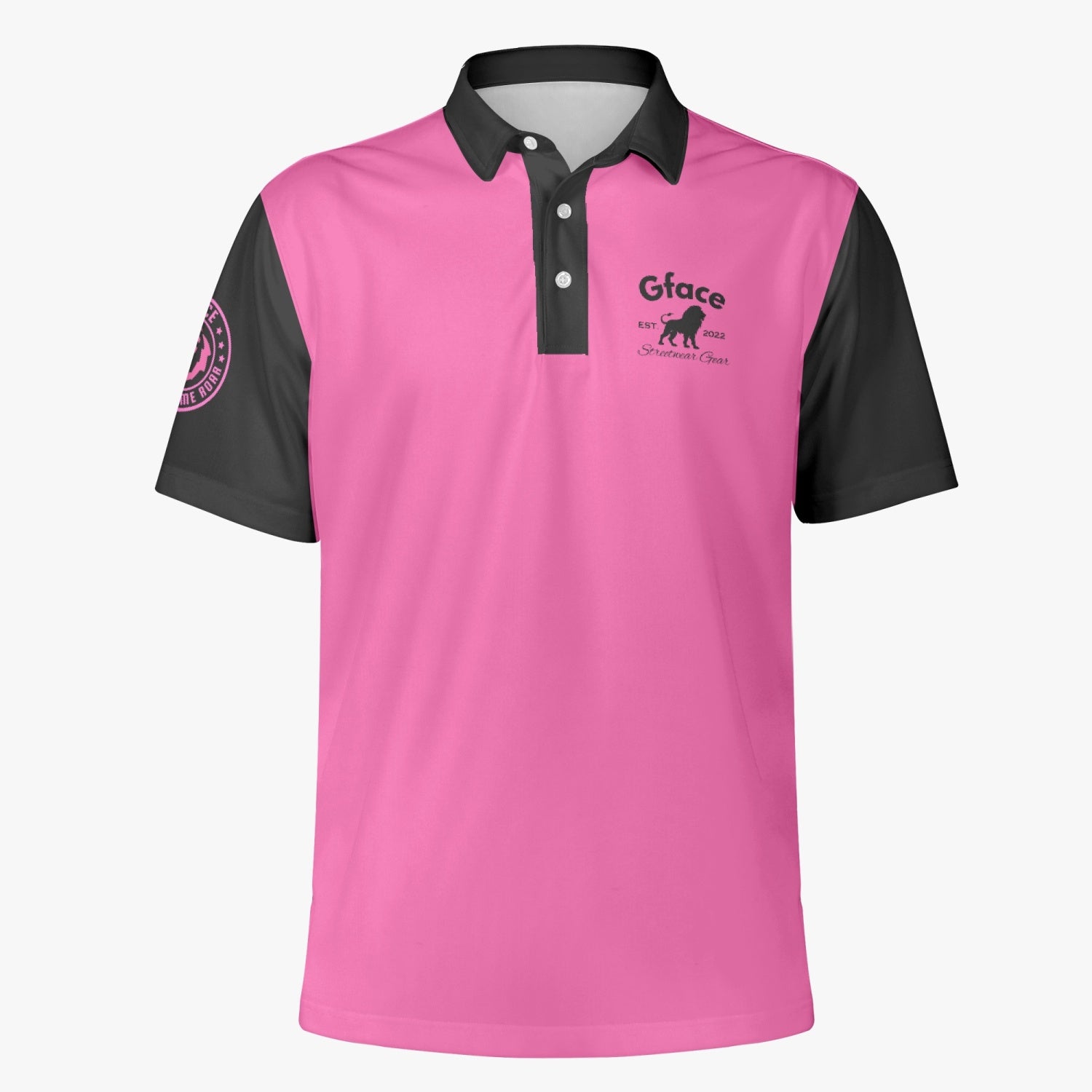 Gface Men's Pink/Black Polo Shirt