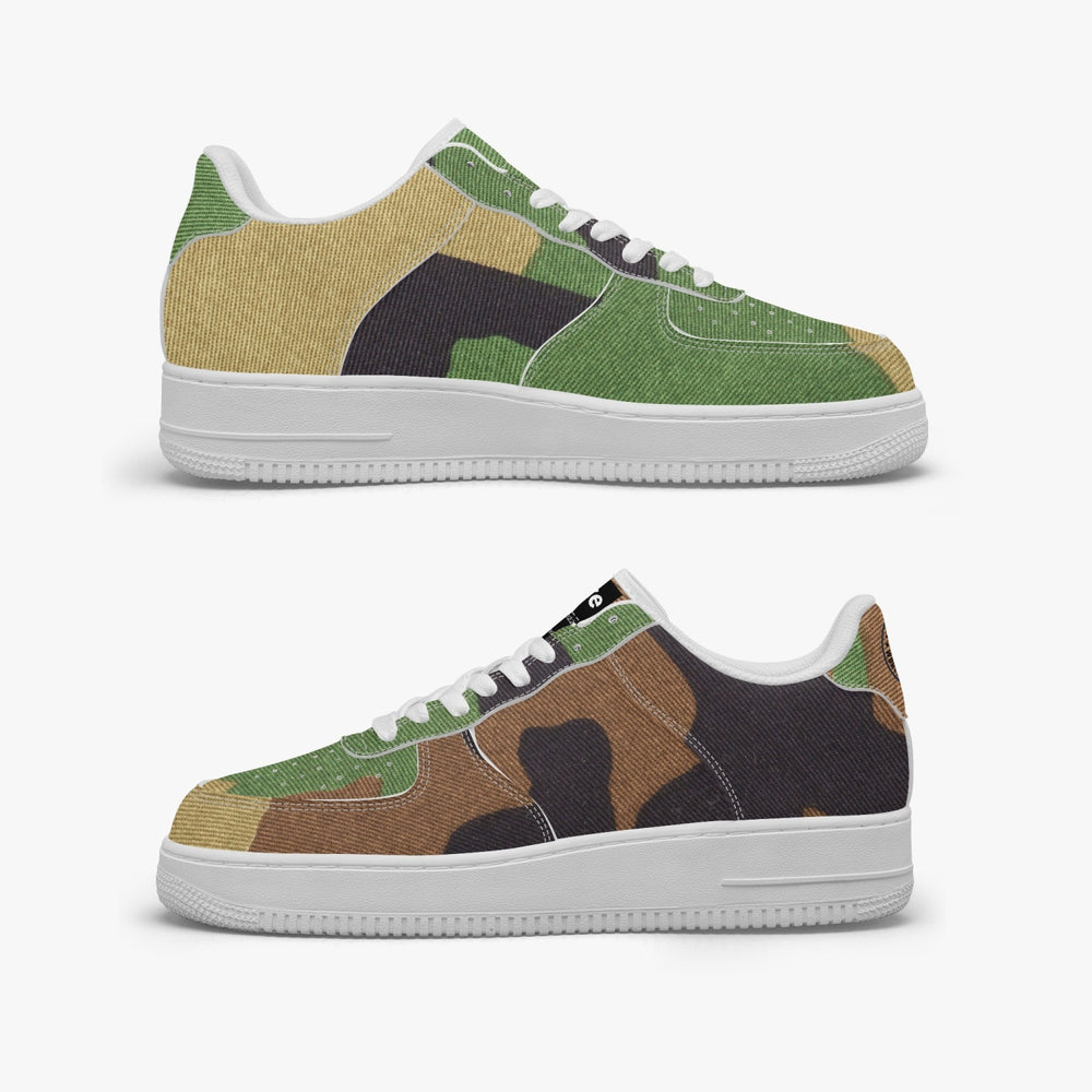 Gface AF1 UNISEX Green Pattern Camo-Incognito Leather Sports Sneakers