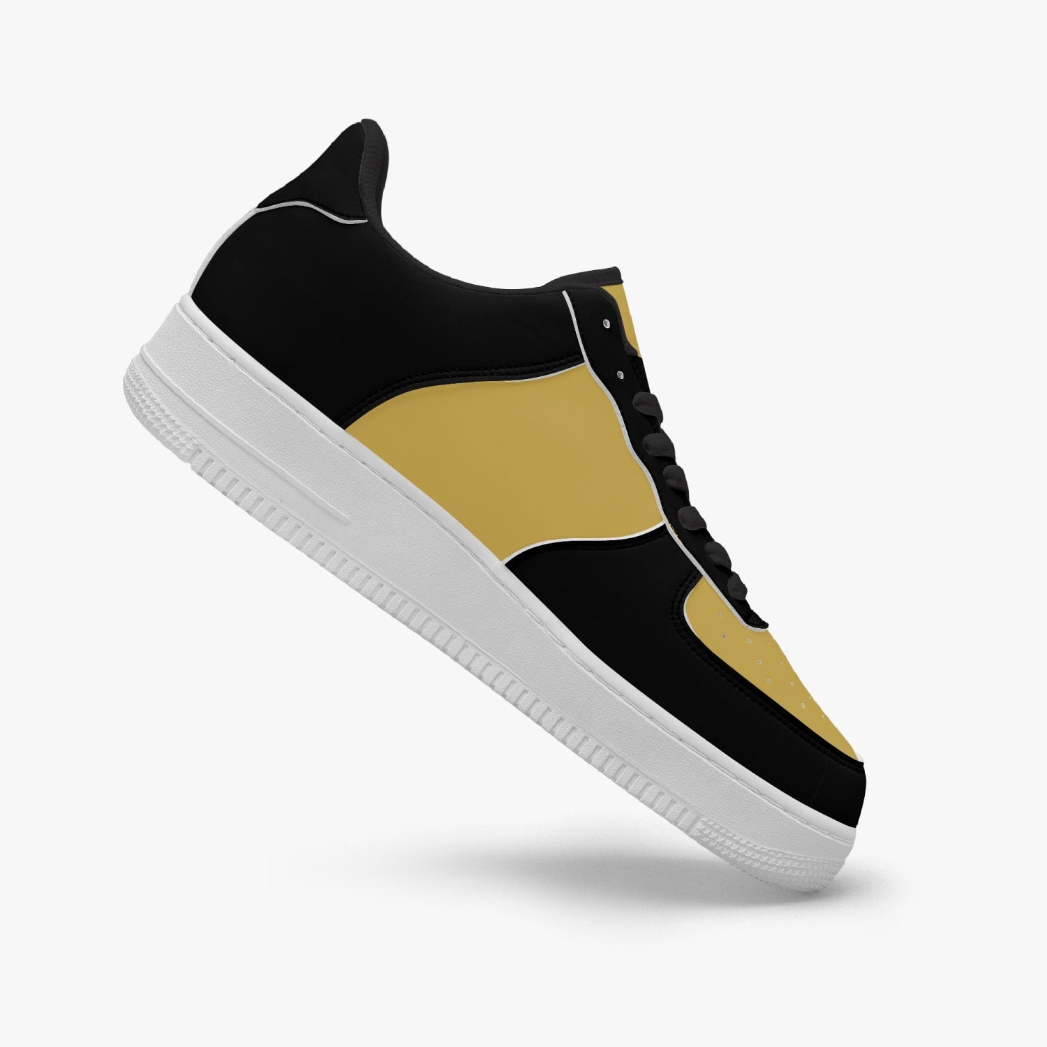 GFACE AF1 Unisex Black/Beige  Low-Top Leather Sports Sneakers