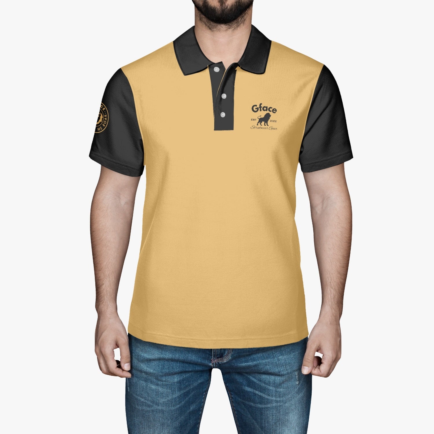 Gface Men's Gold/Black Polo Shirt