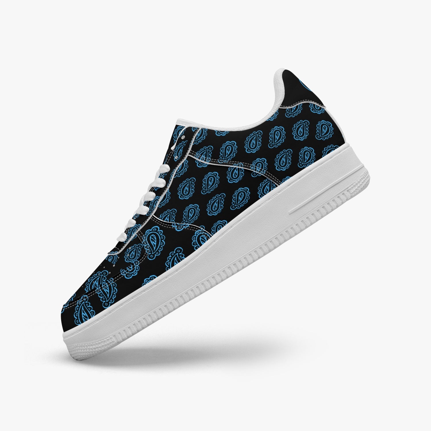 Gface AF1 Unisex Blue Bandana Print Low-Top Leather Sports Sneakers