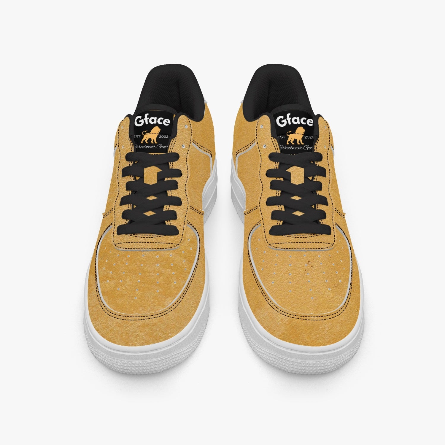 Gface AF1 Unisex Gold Low-Top Leather Sports Sneakers