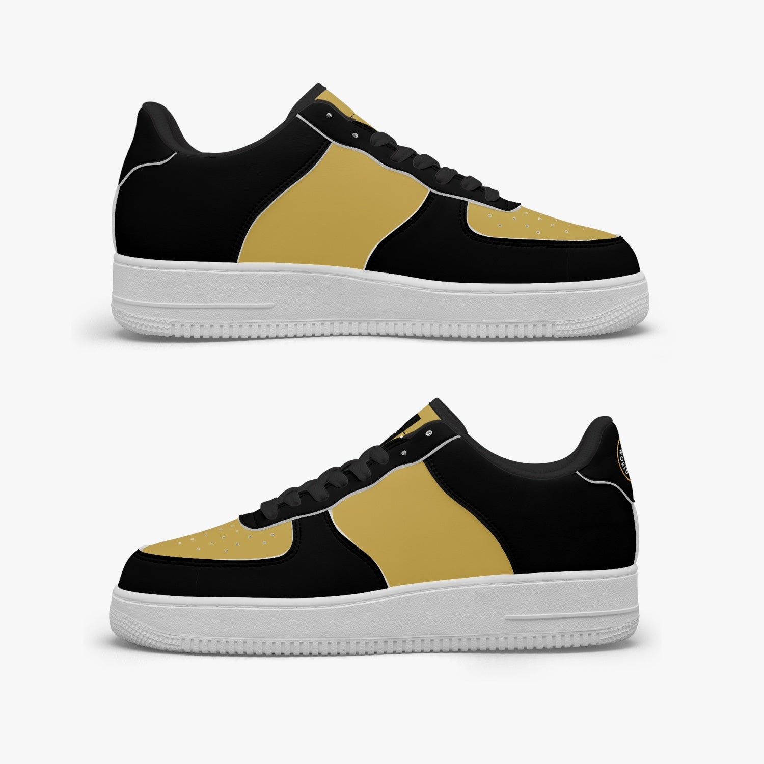 GFACE AF1 Unisex Black/Beige  Low-Top Leather Sports Sneakers