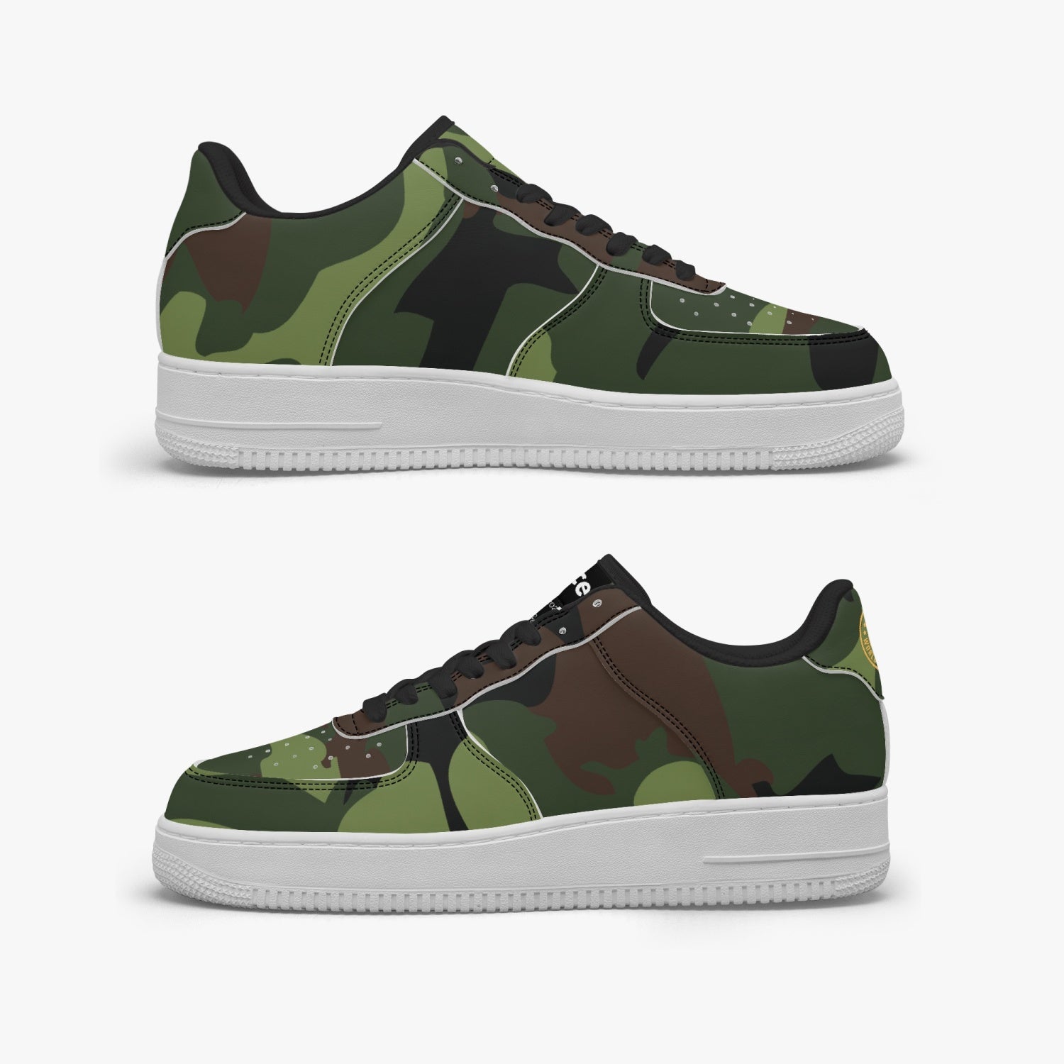 Gface AF1 UNISEX Green Camo-Incognito  Leather Sports Sneakers