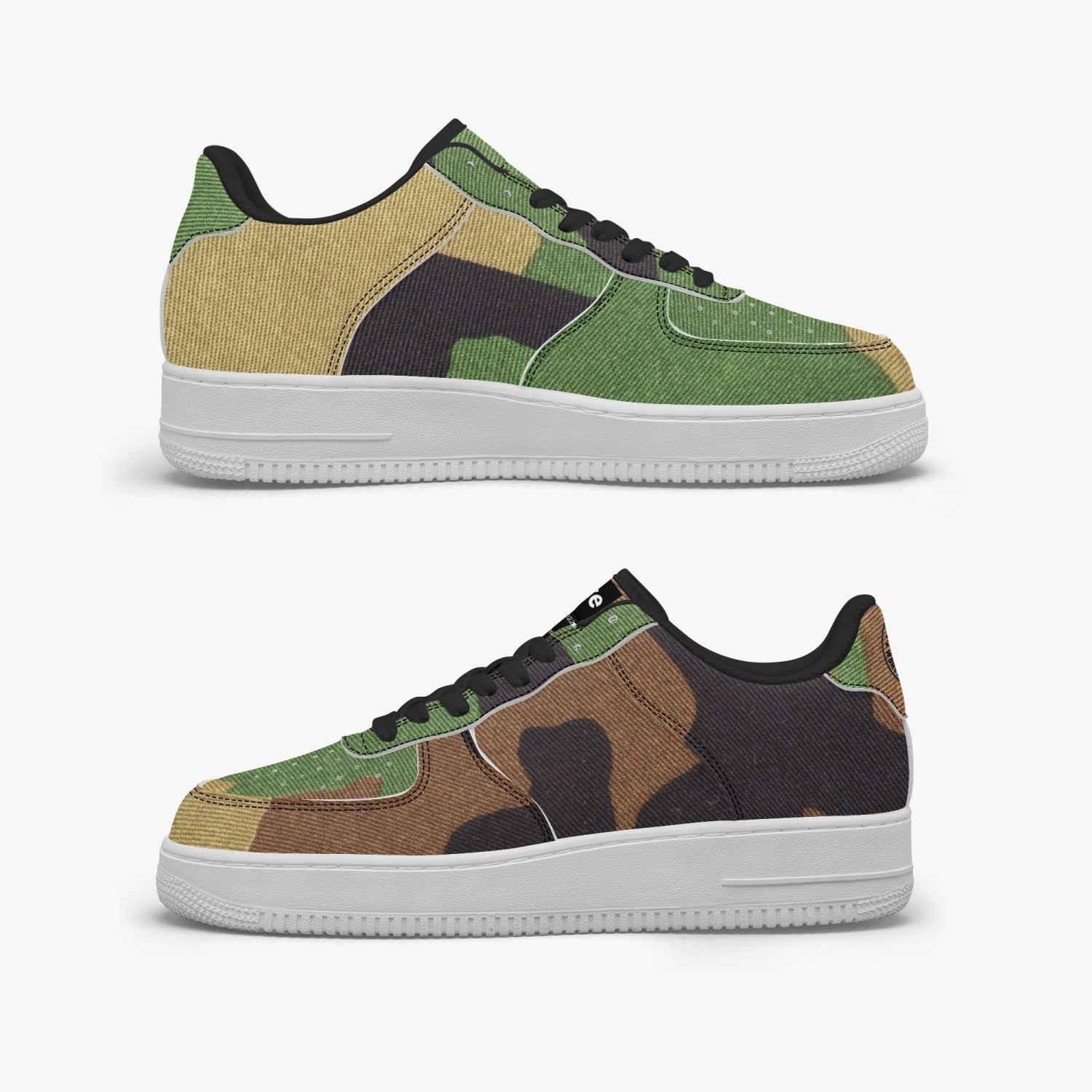 Gface AF1 UNISEX Green Pattern Camo-Incognito Leather Sports Sneakers