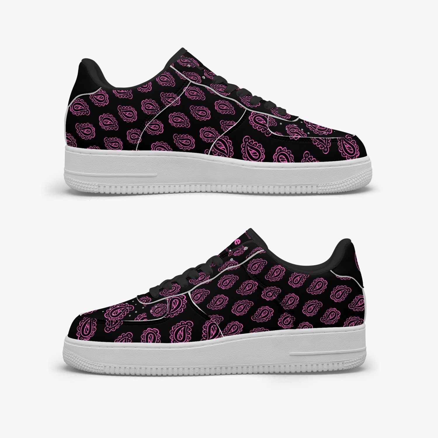 GFACE  AF1 Pink Print Bandana Low-Top Leather Sports Sneakers