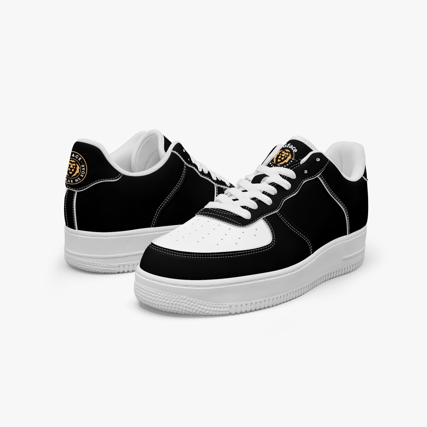 GFACE AF1 Unisex black/white Low-Top Leather Sports Sneakers