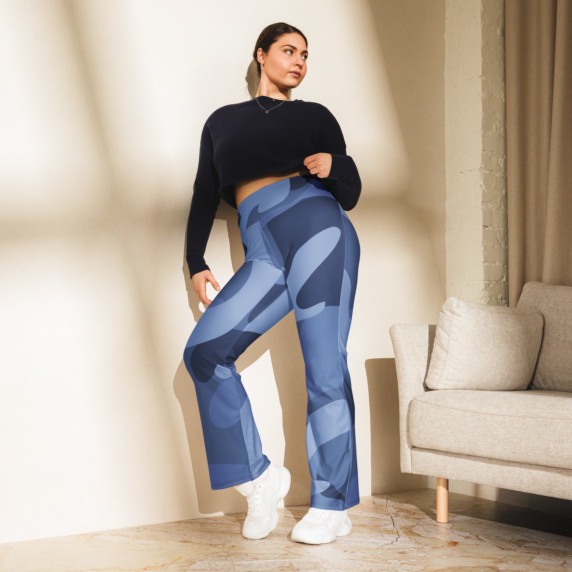 Gface Blue Camo-Incognito Flare leggings