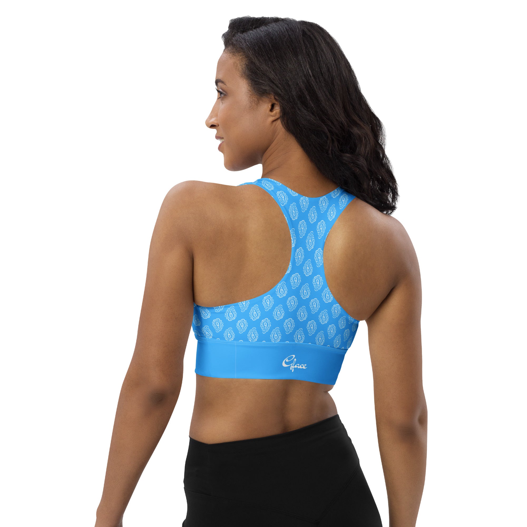 Gface blue bandana Longline sports bra