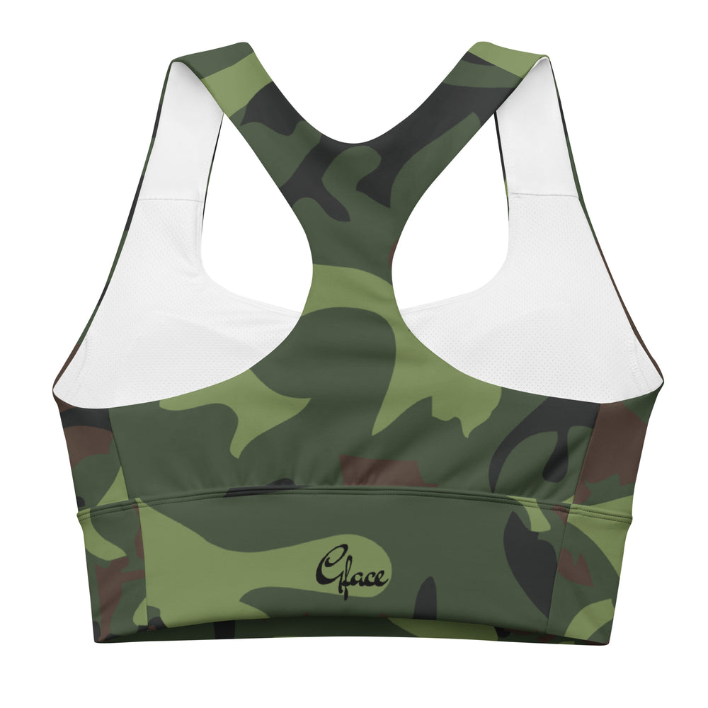 Gface Green Camo-Incognito Longline sports bra