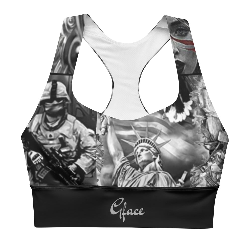 GFACE Longline sports bra Patriot Print