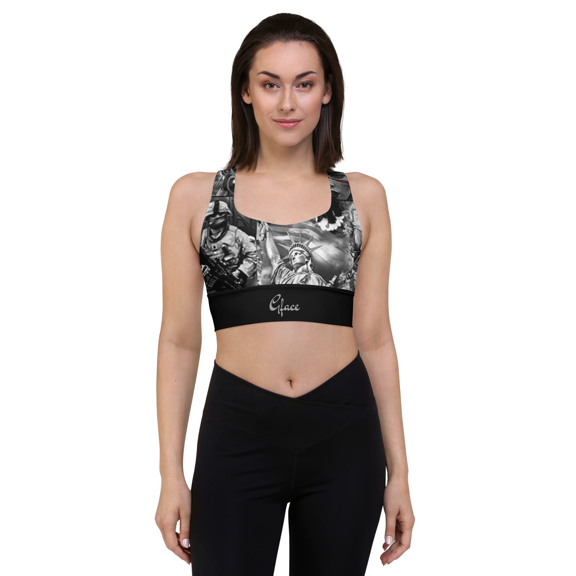 GFACE Longline sports bra Patriot Print